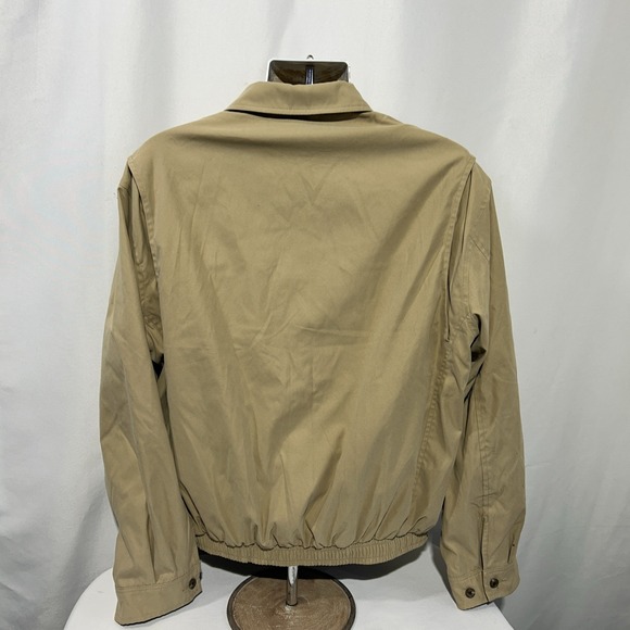 VTG Polo Ralph Lauren Men Sz L Jacket Beige Full Zip Harrington Plaid Lined pony - Picture 3 of 10